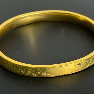 12K Gold Filled Hinged Bangle Bracelet 