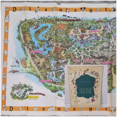 Vintage Disneyland USA Map Poster & 1940 Fantasia Program