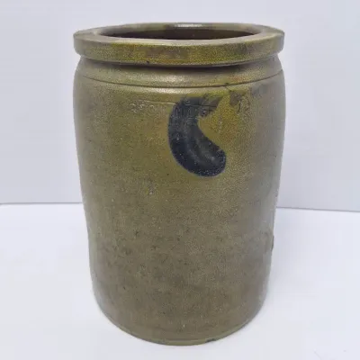 George W Miller Salt Glaze Stoneware Crock - 9.25" Tall