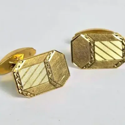 10K Gold Etched Geometric Cufflinks