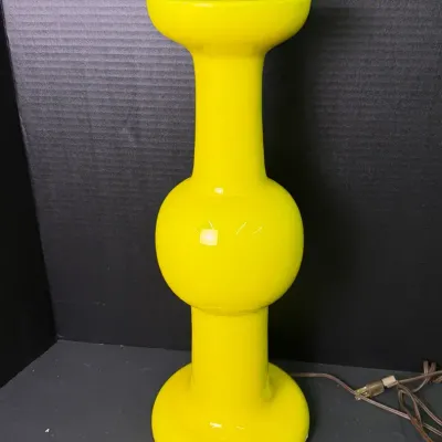 Midcentury Yellow Ceramic Lamp - 31"