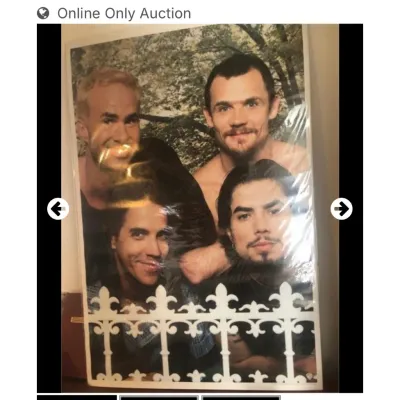 Sale Photo Thumbnail #67: Framed Red Hot Chili Peppers music poster sealed in plastic wrap, featuring band members behind a white fence graphic.