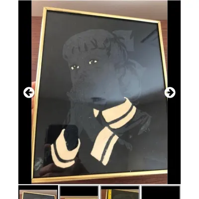 Sale Photo Thumbnail #53: Framed 10x8 inch graphic portrait art featuring a girl in a collared outfit, housed in a thin gold-tone metal frame.