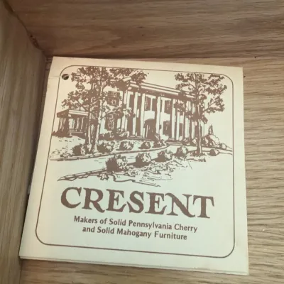 Sale Photo Thumbnail #9: Cresent, makers of solid Pennsylvania cherry and solid mahogany furniture