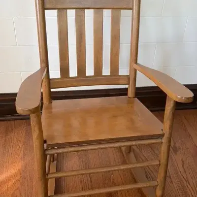 Antique Wood Slat-Back Child's Rocking Chair