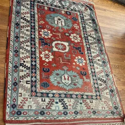 Vintage Hand Knotted Wool Rug, 6.5' x 4'