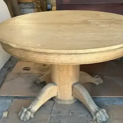 Unfinished Claw Foot Round Wood Table