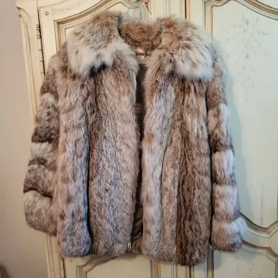 Neiman Marcus Natural Lynx Fur Jacket