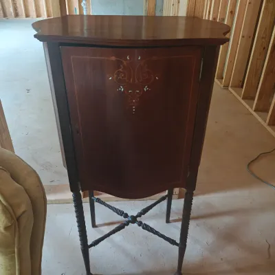 Record cabinet with mother of pearl inlay