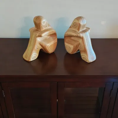 Original signed Robert Hargrave bookend sculptures (set)