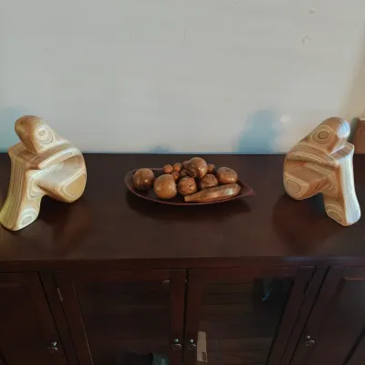 Mid Mod wooden fruit bowl