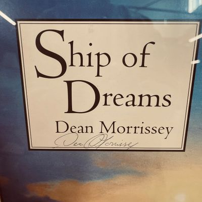 Sale Photo Thumbnail #22: Hand-signed art print titled "Ship of Dreams" by Dean Morrissey, presented behind glass in a frame.