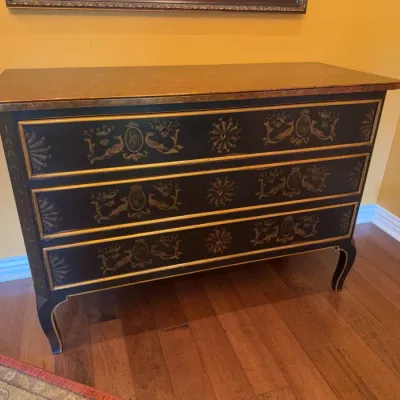 Kanges Hand-Painted Wood Chest With Inlay, 3 Drawers, 52" x 22" x 37"