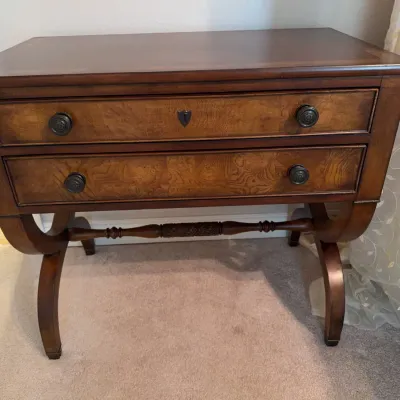 Sale Photo Thumbnail #109: Ethan Allen Two-Drawer Wooden Console Table, 32 by 19 Inches, 29 Inches Tall