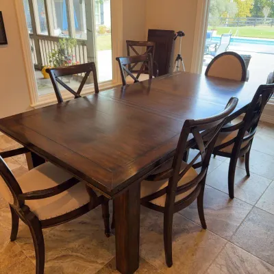 Stanley Furniture Dining Set, 46x92x30 in., 20 in. Leaf, Includes 8 Chairs, Wood & Upholstery