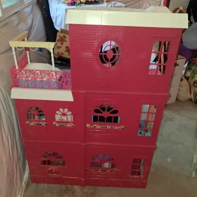 Sale Photo Thumbnail #671: 30x42
PLASTIC THREE-STORY DOLLHOUSE WITH ELEVATOR, BEDROOM, BATHROOM, LIVING ROOM, KITCHEN ACCESSORIES AND MORE. LIGHT DUST AND WEAR FROM USE AND STORAGE.