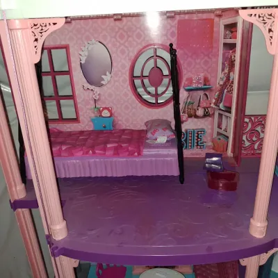 Sale Photo Thumbnail #666: 30x42
PLASTIC THREE-STORY DOLLHOUSE WITH ELEVATOR, BEDROOM, BATHROOM, LIVING ROOM, KITCHEN ACCESSORIES AND MORE. LIGHT DUST AND WEAR FROM USE AND STORAGE.