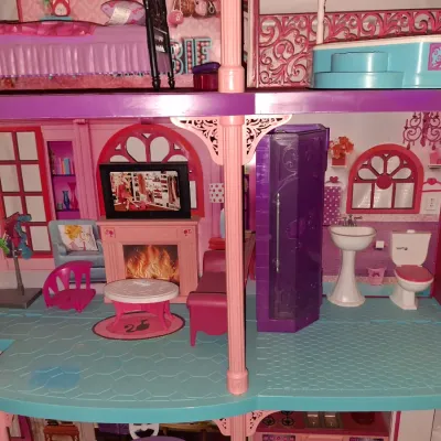 Sale Photo Thumbnail #668: 30x42
PLASTIC THREE-STORY DOLLHOUSE WITH ELEVATOR, BEDROOM, BATHROOM, LIVING ROOM, KITCHEN ACCESSORIES AND MORE. LIGHT DUST AND WEAR FROM USE AND STORAGE.