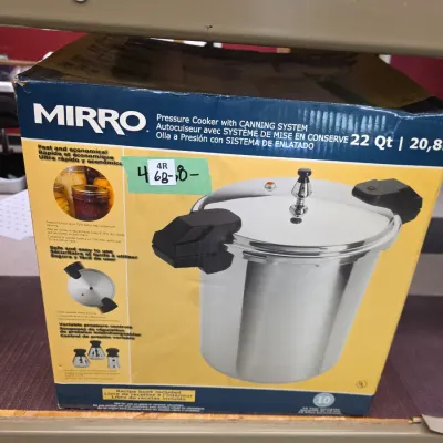 Sale Photo Thumbnail #43: Vintage Mirro 22-quart pressure cooker with canning system in its original retail box.