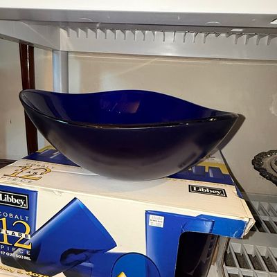 Sale Photo Thumbnail #1084: Libbey Cobalt Blue Flare Glass Bowl