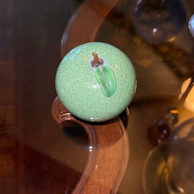 Sale Photo Thumbnail #846: Mid-Century Modern Art Glass Apple Paperweight