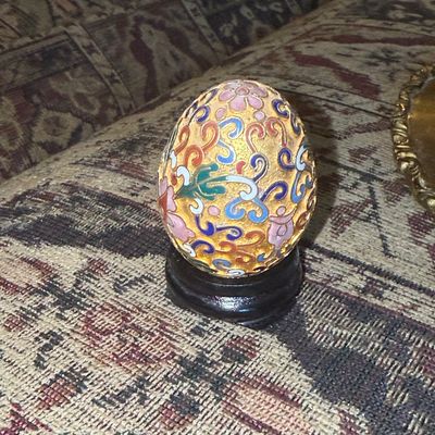 Sale Photo Thumbnail #845: Chinese Cloisonné Enamel Decorative Egg on Stand