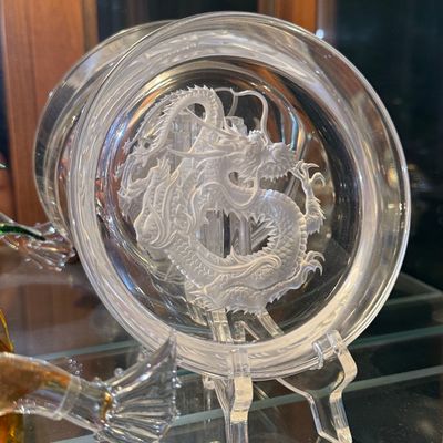 Sale Photo Thumbnail #112: Hoya Japan Intaglio Dragon Crystal Dish