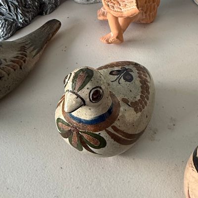 Sale Photo Thumbnail #1073: Vintage Mexican Tonala Pottery Bird Figurine