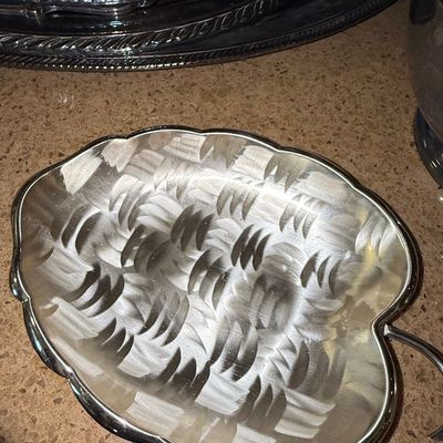 Sale Photo Thumbnail #1207: Silver-plated Leaf-Shaped Dish