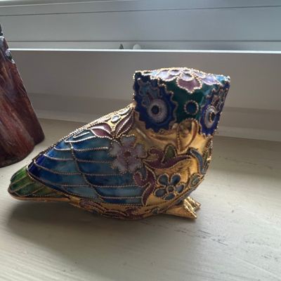 Sale Photo Thumbnail #1053: Cloisonné Enameled Owl Figurine