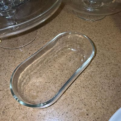 Sale Photo Thumbnail #1234: Clear Glass Oval Serving Dish