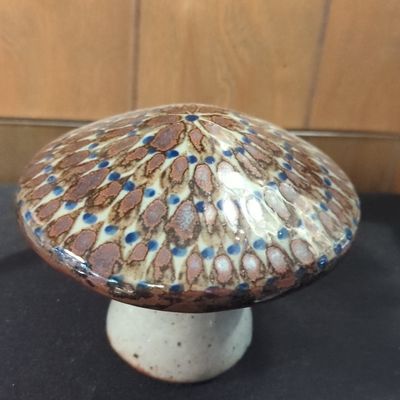Sale Photo Thumbnail #1148: Studio Pottery Mushroom Sculpture with Signed Base