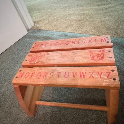 Sale Photo Thumbnail #968: Vintage Wooden Alphabet Children's Step Stool