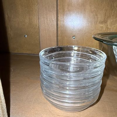 Sale Photo Thumbnail #1037: Vintage Clear Ribbed Glass Custard or Prep Bowls