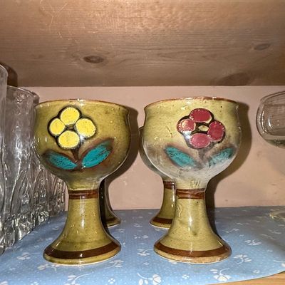 Sale Photo Thumbnail #526: Vintage Studio Pottery Chalice Goblets