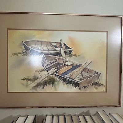 Sale Photo Thumbnail #444: Watercolor Painting of Beached Rowboats