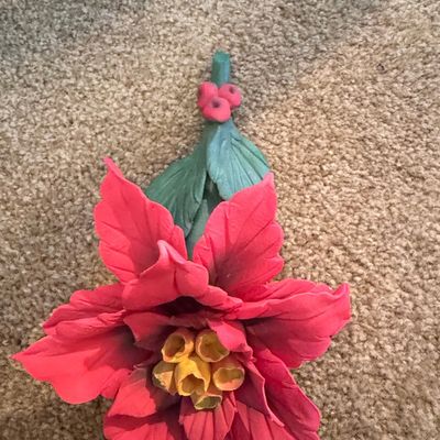Sale Photo Thumbnail #880: Capodimonte Porcelain Poinsettia Wall Plaque