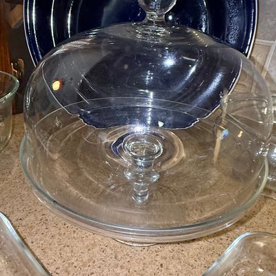 Sale Photo Thumbnail #958: Glass Cake Stand with Domed Cover