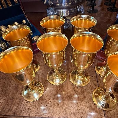 Sale Photo Thumbnail #255: Vintage-Style Gold-Plated Goblets, Set of Eight