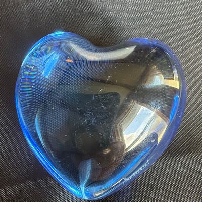 Sale Photo Thumbnail #153: Baccarat Coeur Amour Blue Crystal Heart Paperweight