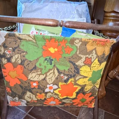Sale Photo Thumbnail #720: Mid-Century Modern Fabric Magazine Rack