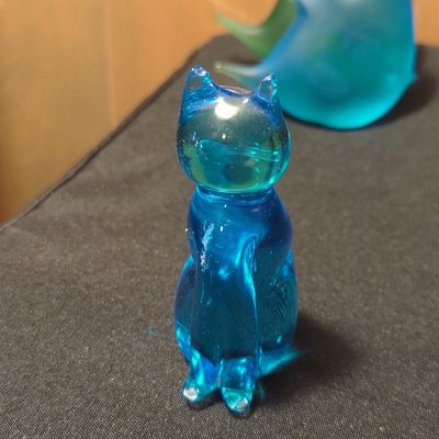 Sale Photo Thumbnail #65: Vintage Swedish Blue Art Glass Sitting Cat Figurine
