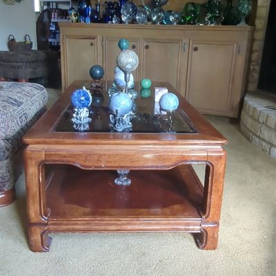 Sale Photo Thumbnail #29: Vintage Ming Style Glass-Top Coffee Table