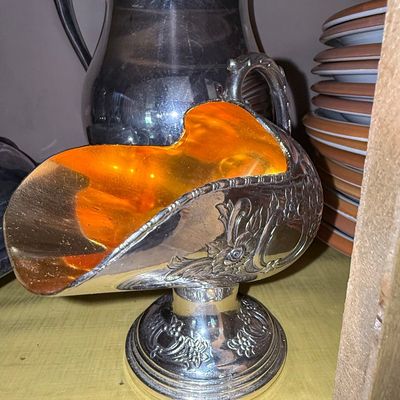 Sale Photo Thumbnail #605: Vintage Silver Plated Sugar Scuttle with Gilt Interior