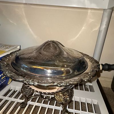 Sale Photo Thumbnail #426: Silver-Plated Chafing Dish with Warming Stand
