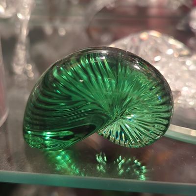 Sale Photo Thumbnail #95: Baccarat Green Crystal Nautilus Shell Paperweight