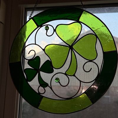 Sale Photo Thumbnail #1083: Stained Glass Shamrock Window Suncatcher
