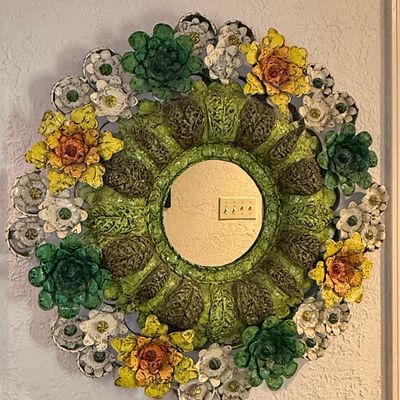 Sale Photo Thumbnail #217: Vintage Artes de Mexico Tole Floral Wall Mirror