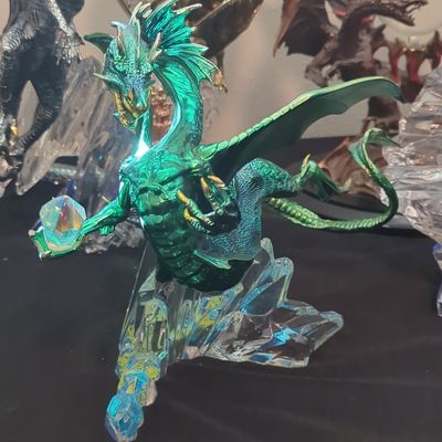 Sale Photo Thumbnail #822: Green Dragon Figurine with Crystal Accent