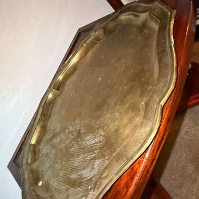 Sale Photo Thumbnail #576: Vintage Brass Scalloped Serving Tray